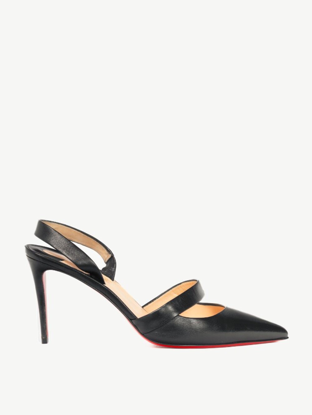 Christian Louboutin Actina 85 Black Nappa Shiny Slingback Pumps